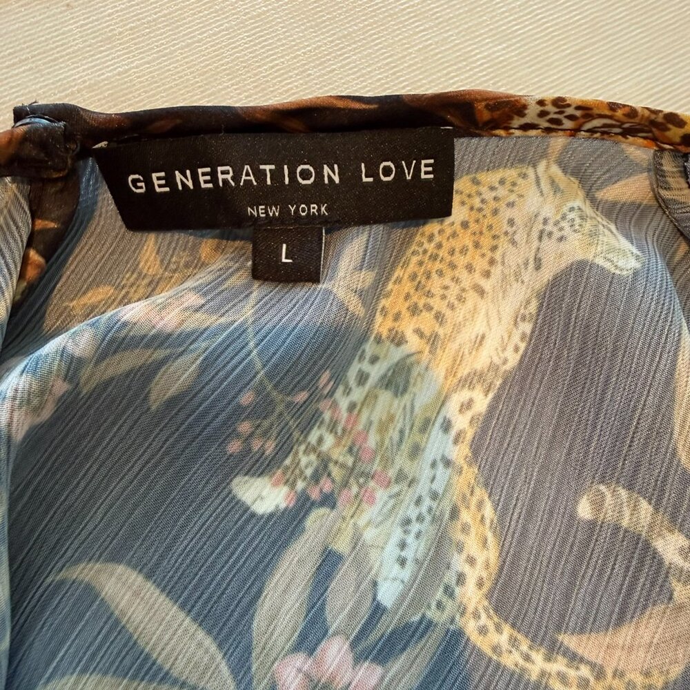 Generation Love Floral Print Crew Neck Blouse Size: L - Picture 4 of 4